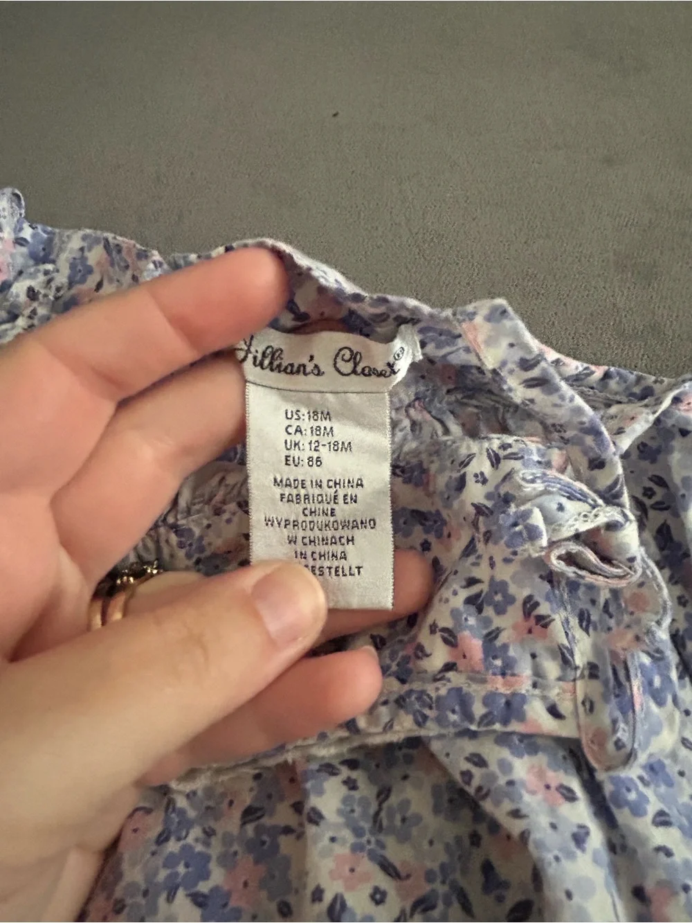 Jillian’s Closet Girls' Lavender Floral Sundress with Lace Trim 18M